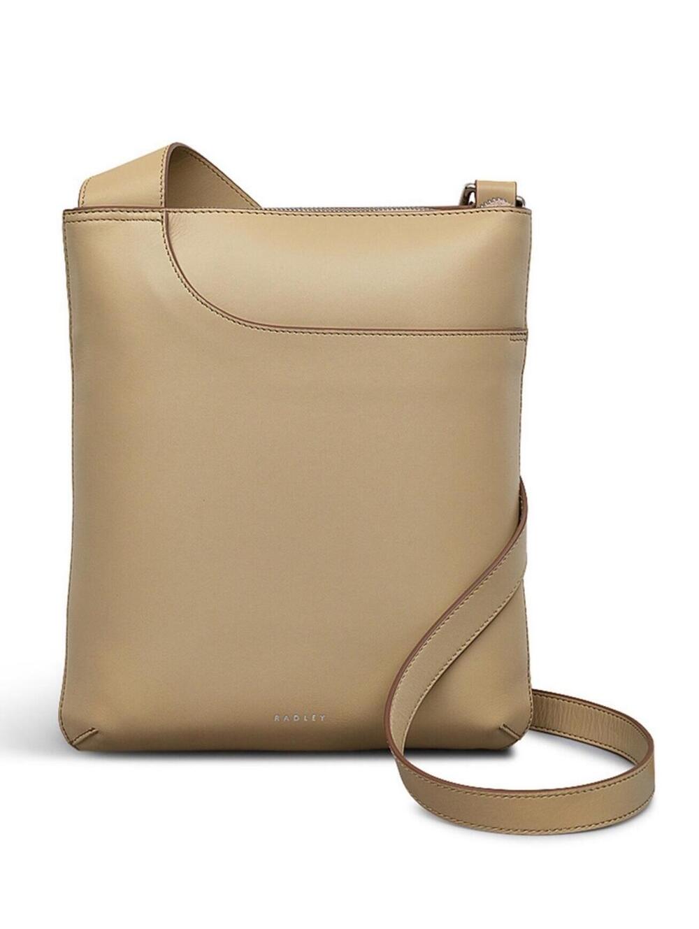 $198 Radley London Womens Leather Pockets Medium Ziptop Cross Body - Natural M